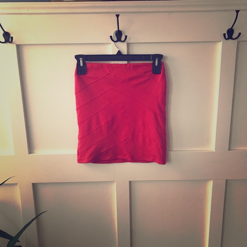 Red mini skirt